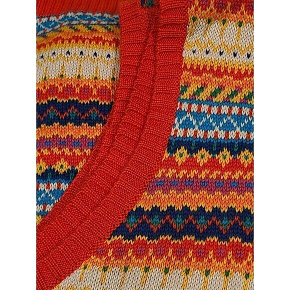 Liz Claiborne NYC Y2K Colorful Boho Fair Isle Mock Neck Full Zip Sweater Vest L - Picture 5 of 10